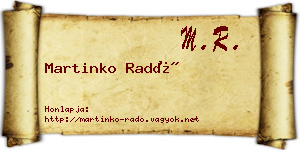 Martinko Radó névjegykártya